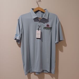 NWT Swannies James Golf Polo Short Sleeve Shirt in Sky Heather Blue Size M *Logo